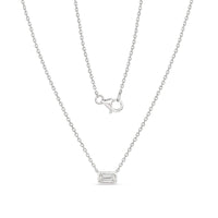 Aria Emerald Cut Bezel Diamond Gold Necklace