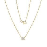 Aria Emerald Cut Bezel Diamond Gold Necklace