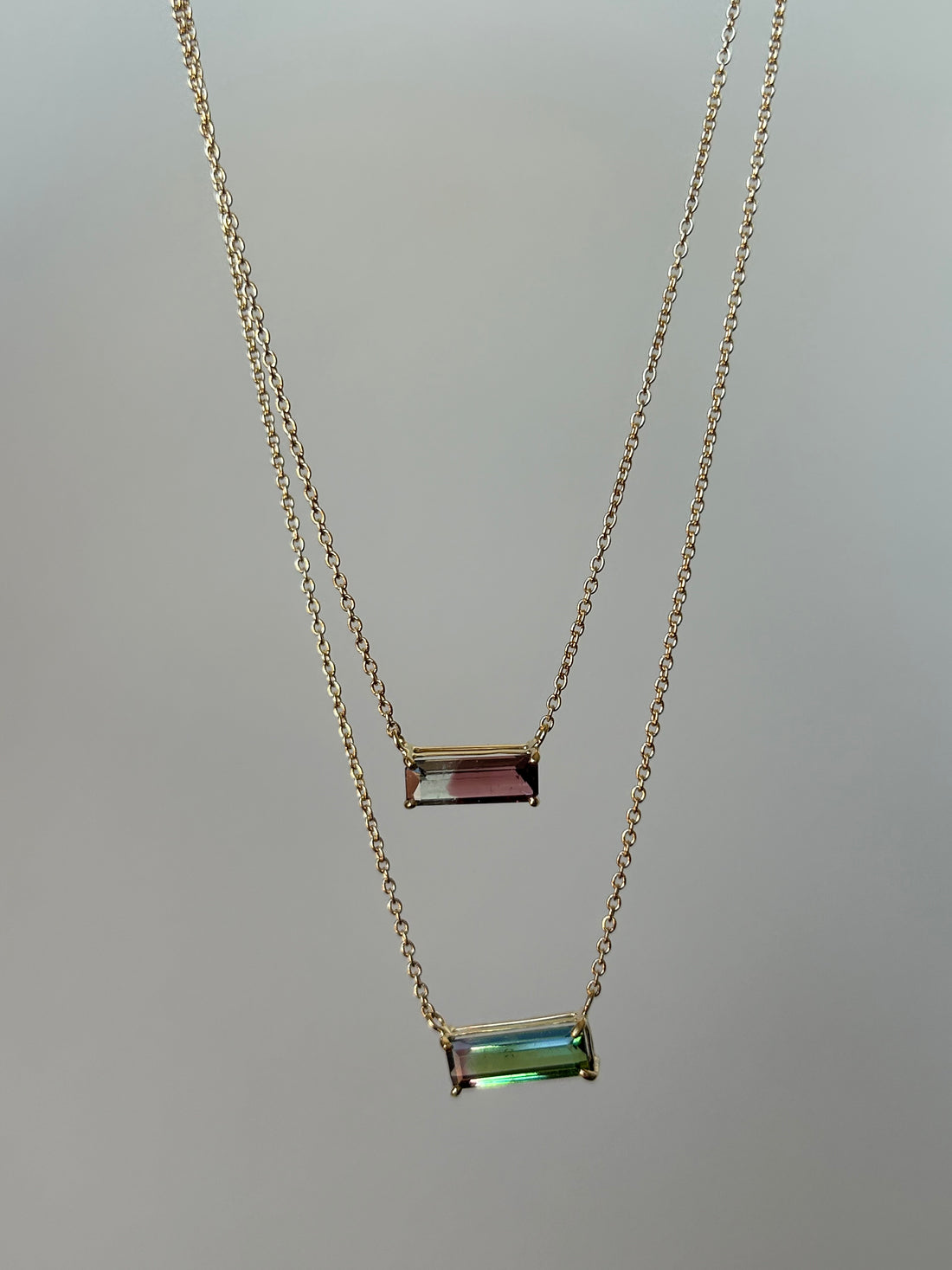 Serafine Watermelon Tourmaline Gold Necklace