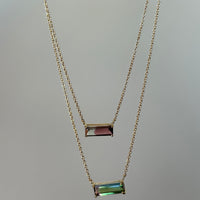 Serafine Watermelon Tourmaline Gold Necklace