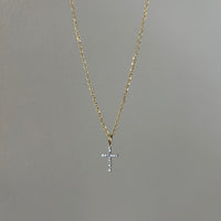 Dion Natural Mined Diamond Petite Gold Cross Pendant