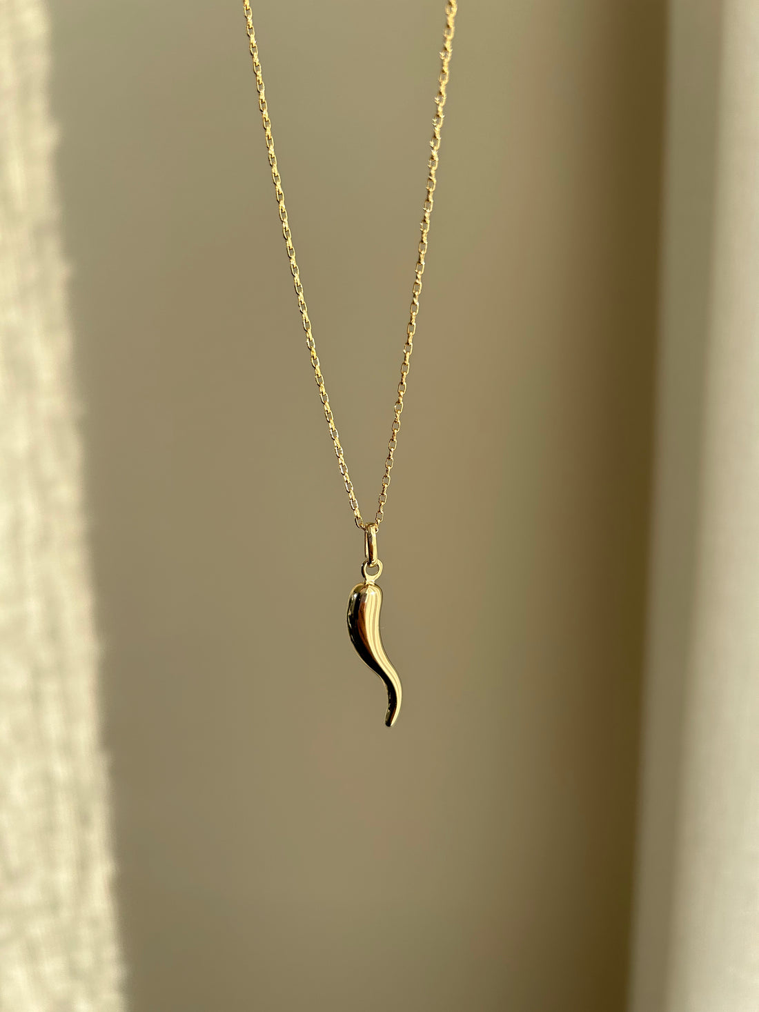 Gold + Silver Corno Chilli Pendant
