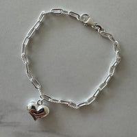 Paperlink Puffy Heart Silver Bracelet