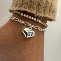 Paperlink Puffy Heart Silver Bracelet
