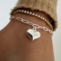 Paperlink Puffy Heart Silver Bracelet