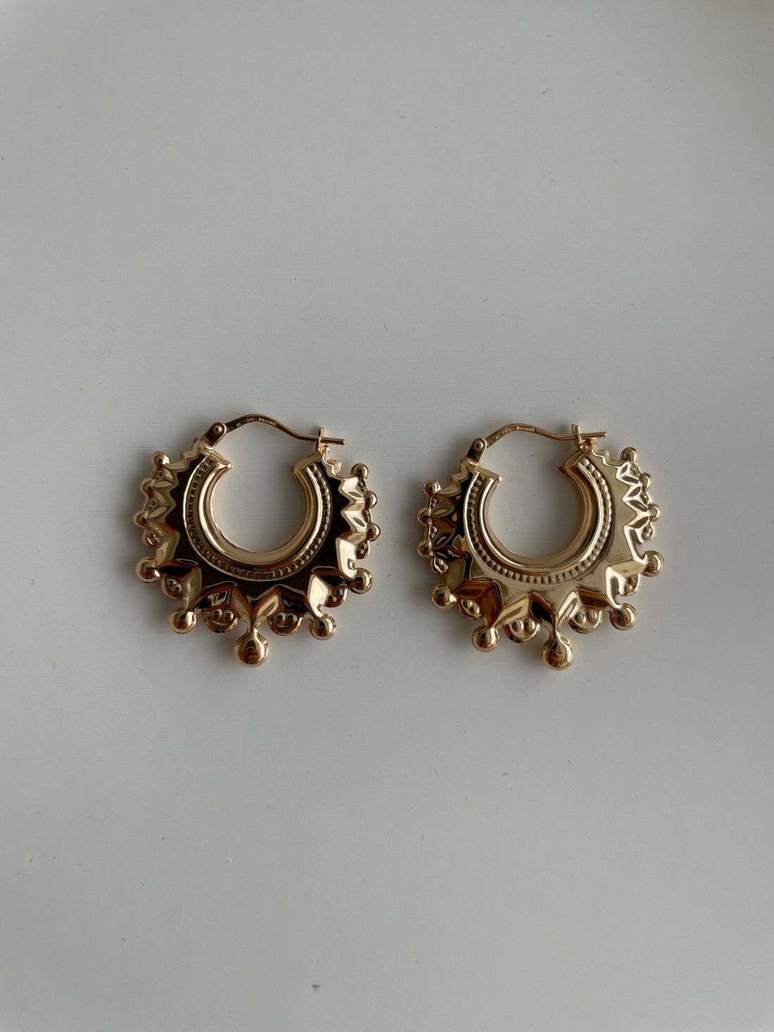 Frida Ornamental Gold Hoop Earrings