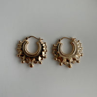 Frida Ornamental Gold Hoop Earrings