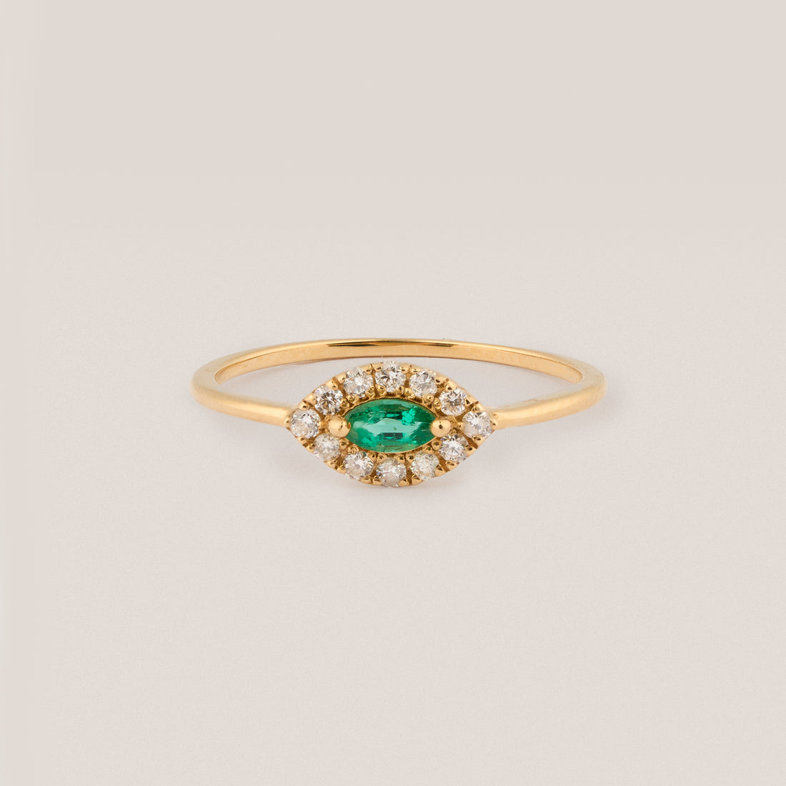 Salus Marquise Emerald and Diamond Eye Ring