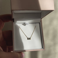 Aria Emerald Cut Bezel Diamond Necklace