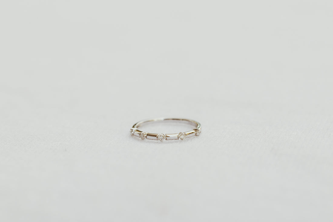 Ithaca 18kt White Gold Spaced Diamond Band