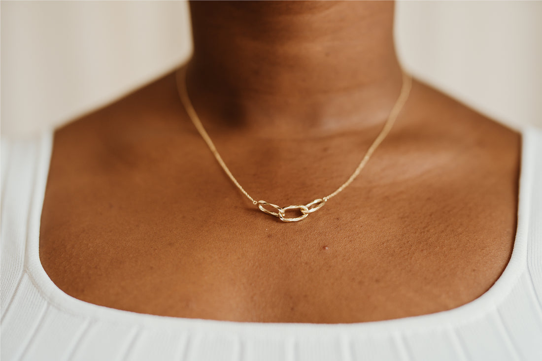 Bari Triple Curb Link Gold Necklace