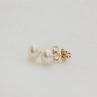 Chloe Button Pearl Gold Studs