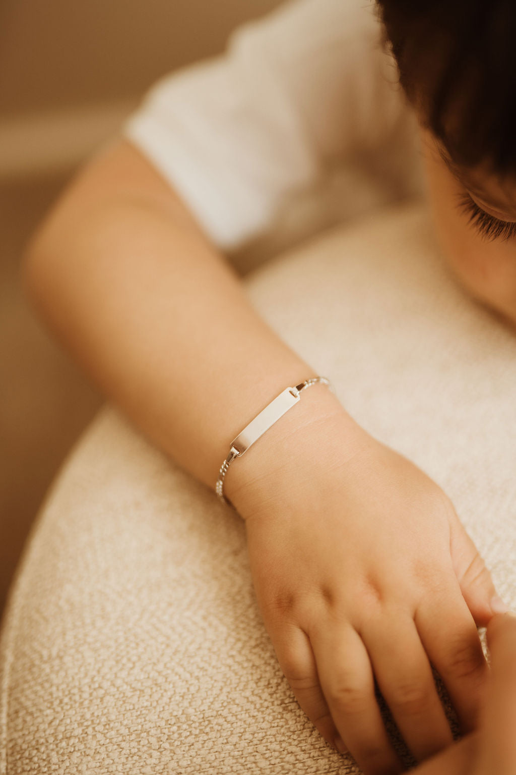 sterling silver child baby id plate bracelet figaro link adjustable engrave