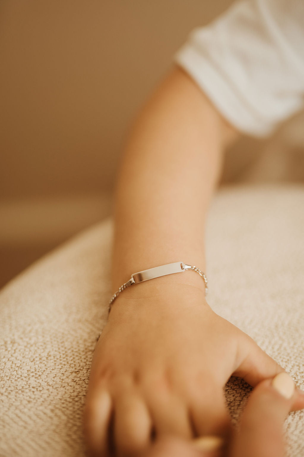 sterling silver child baby id plate bracelet figaro link adjustable engrave