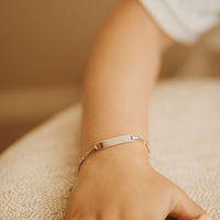 sterling silver child baby id plate bracelet figaro link adjustable engrave