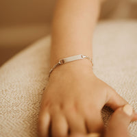 sterling silver child baby id plate bracelet figaro link adjustable engrave