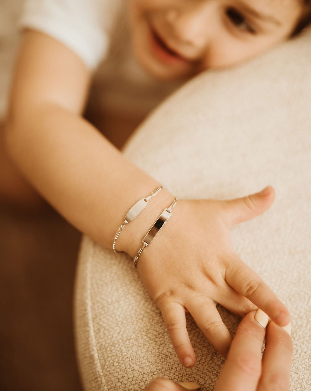 sterling silver child baby id plate bracelet figaro link adjustable engrave