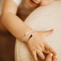 sterling silver child baby id plate bracelet figaro link adjustable engrave