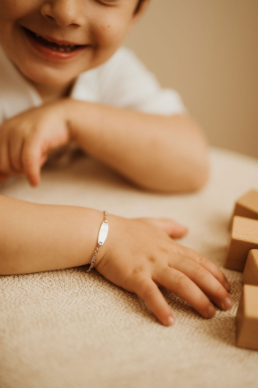 Ezra Silver ID Baby Figaro Bracelet