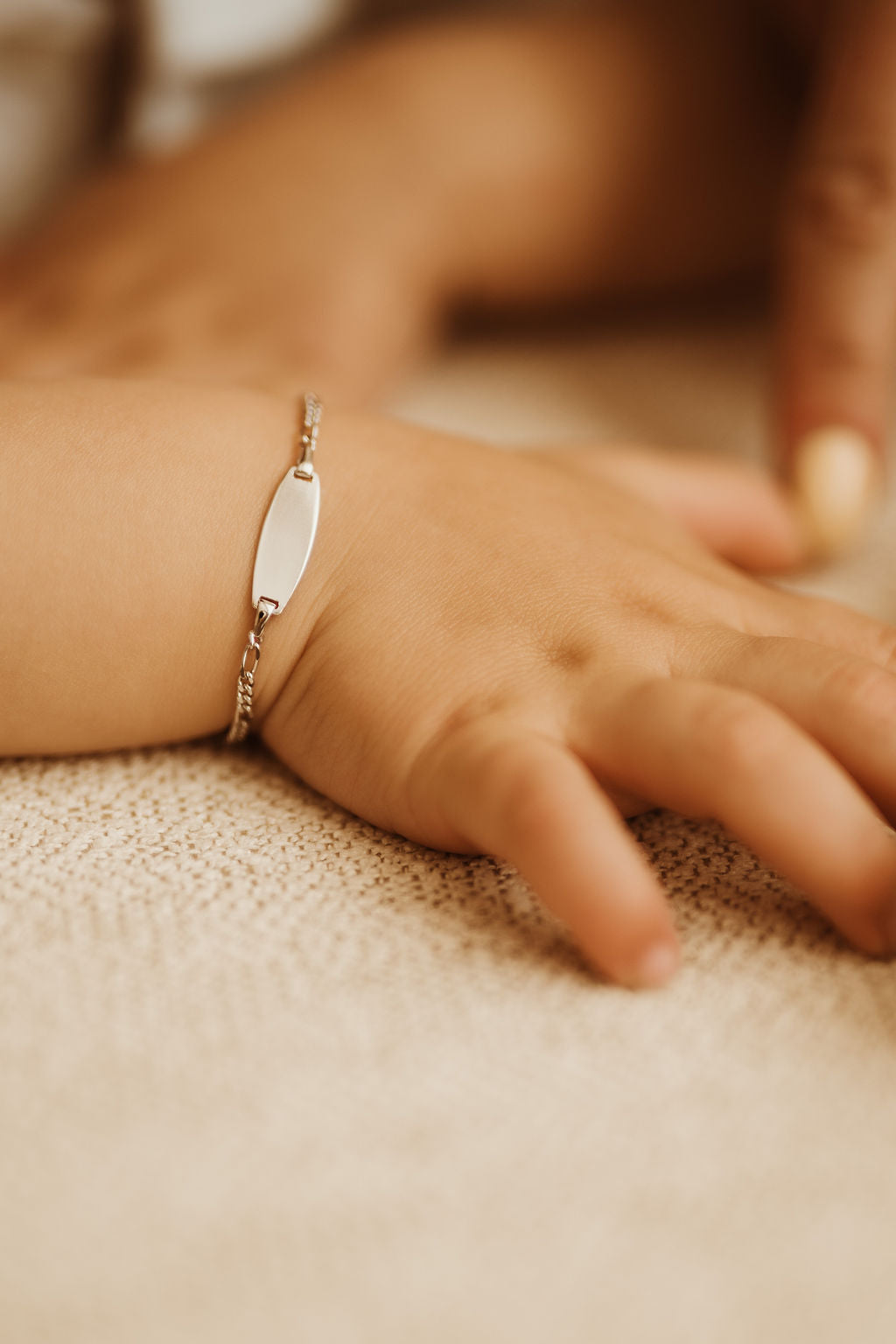 Ezra Silver ID Baby Figaro Bracelet