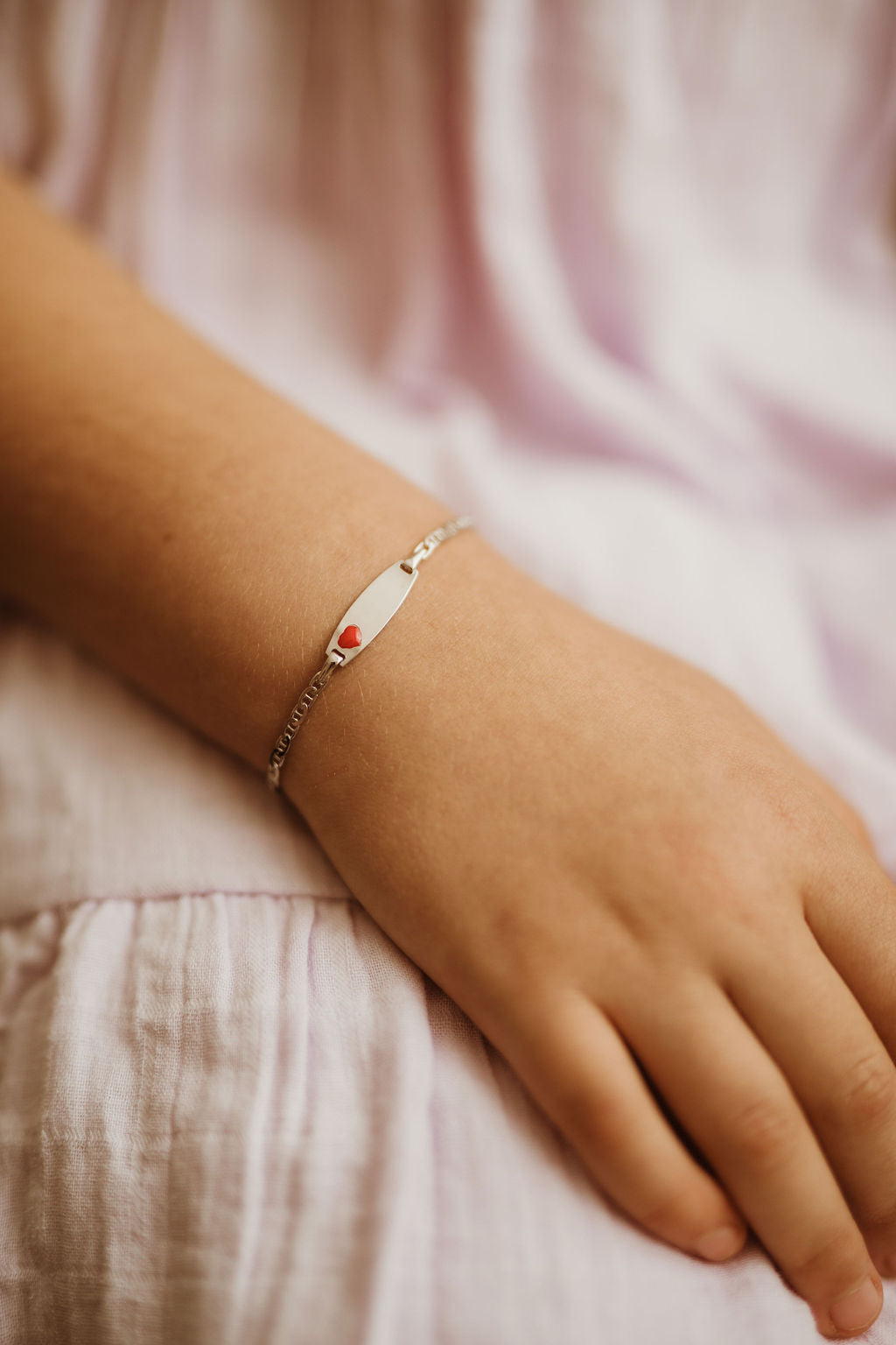 Scarlett Silver Heart Baby ID bracelet