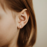 Faith Stone Set Gold Cross Stud