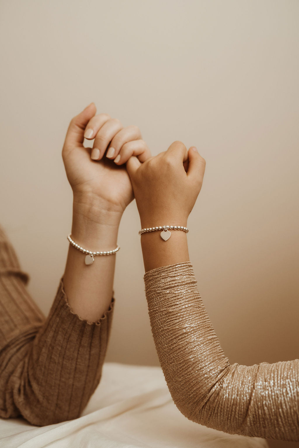 Mother's Day Mini & Me Silver Heart Bead Bracelet