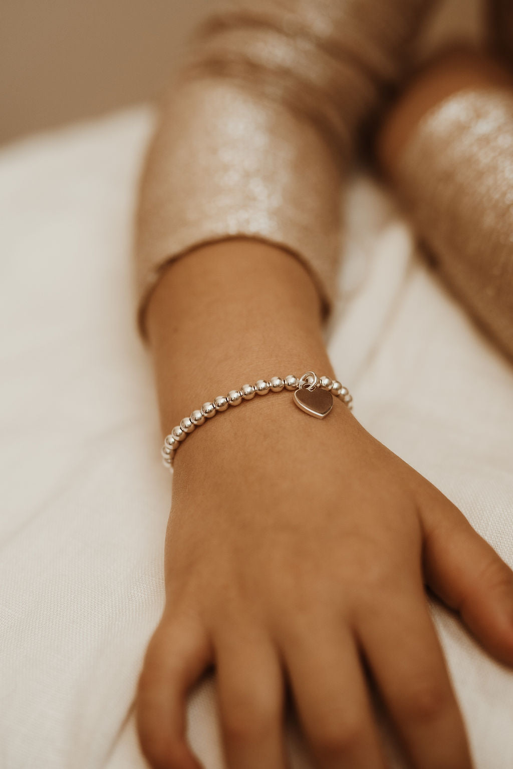 Mother's Day Mini & Me Silver Heart Bead Bracelet
