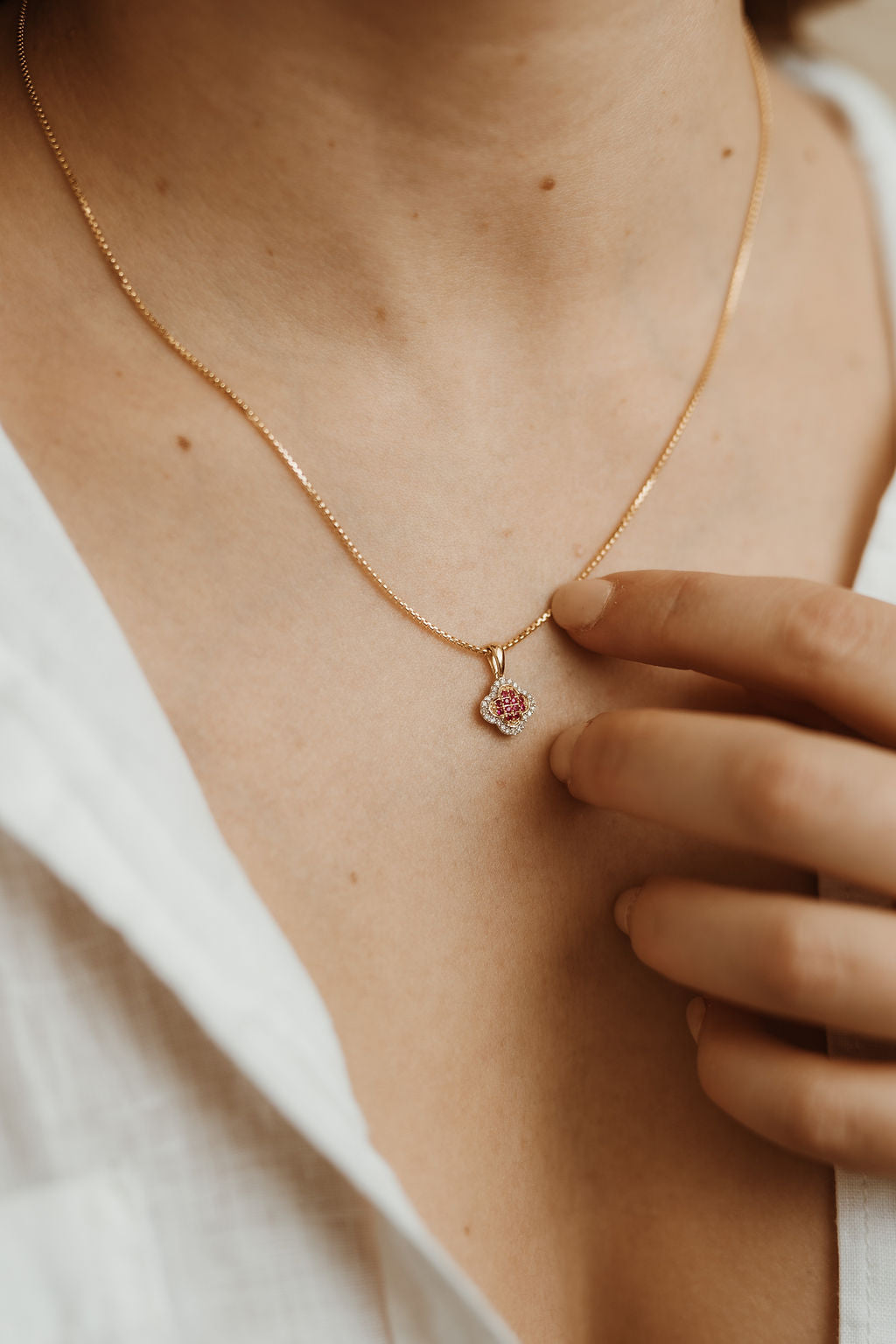 Quatrefoil Ruby and Diamond Pendant