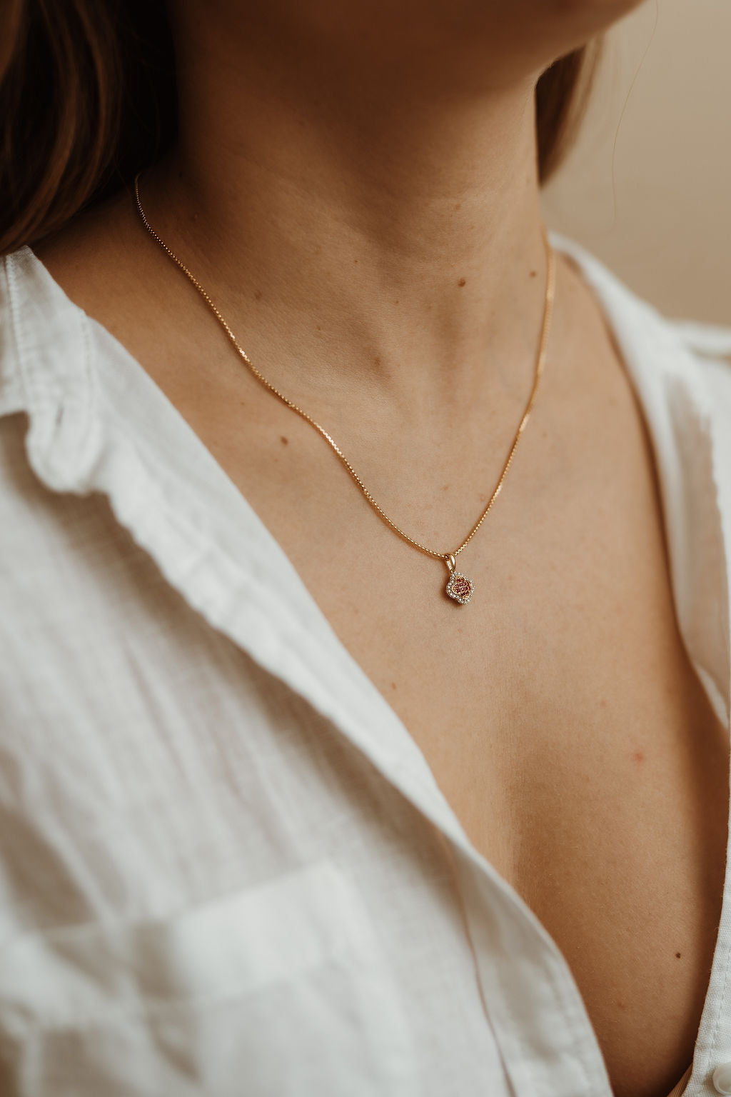 Quatrefoil Ruby and Diamond Pendant