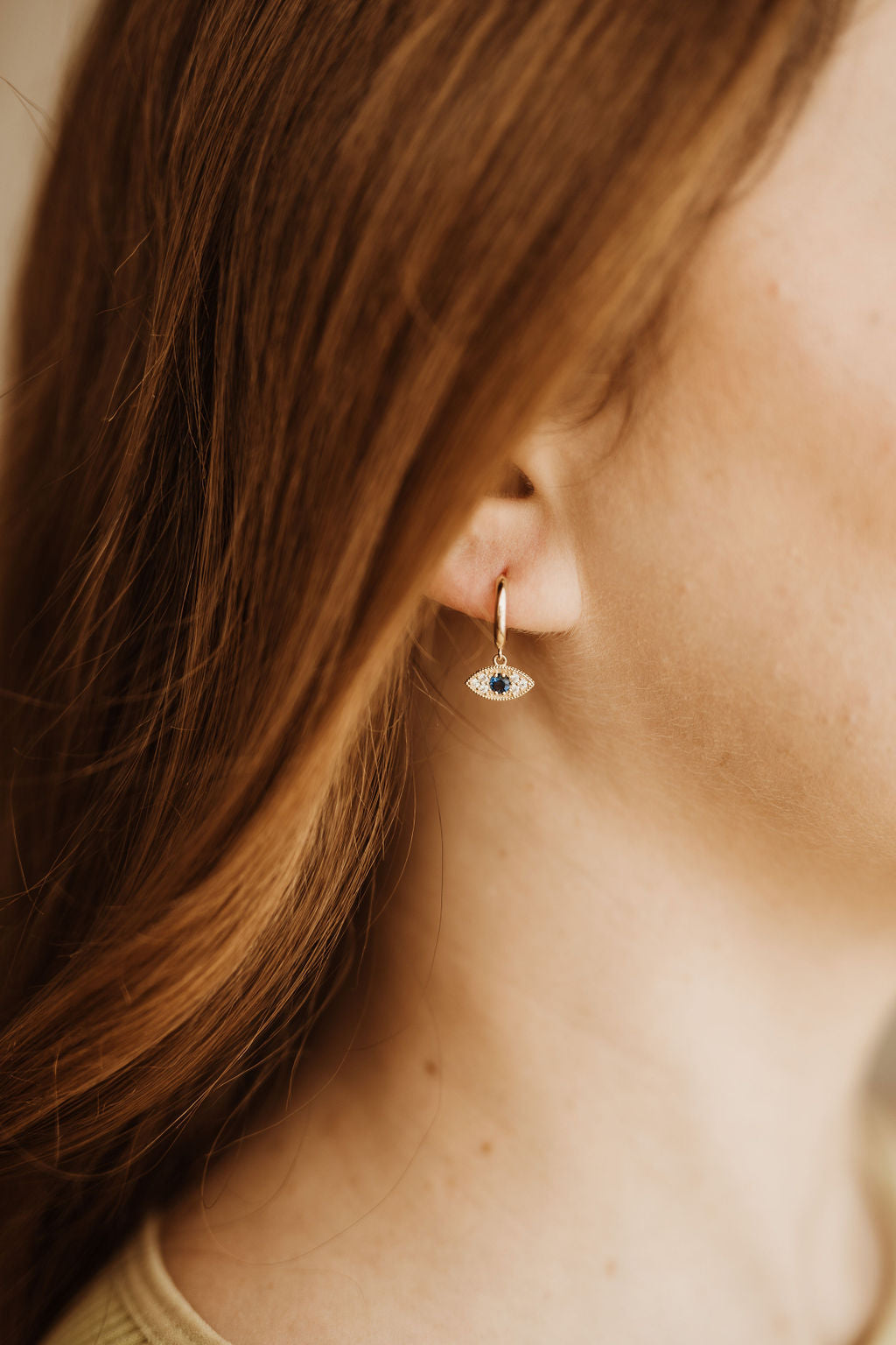 Evil Eye Gold Drop Earring