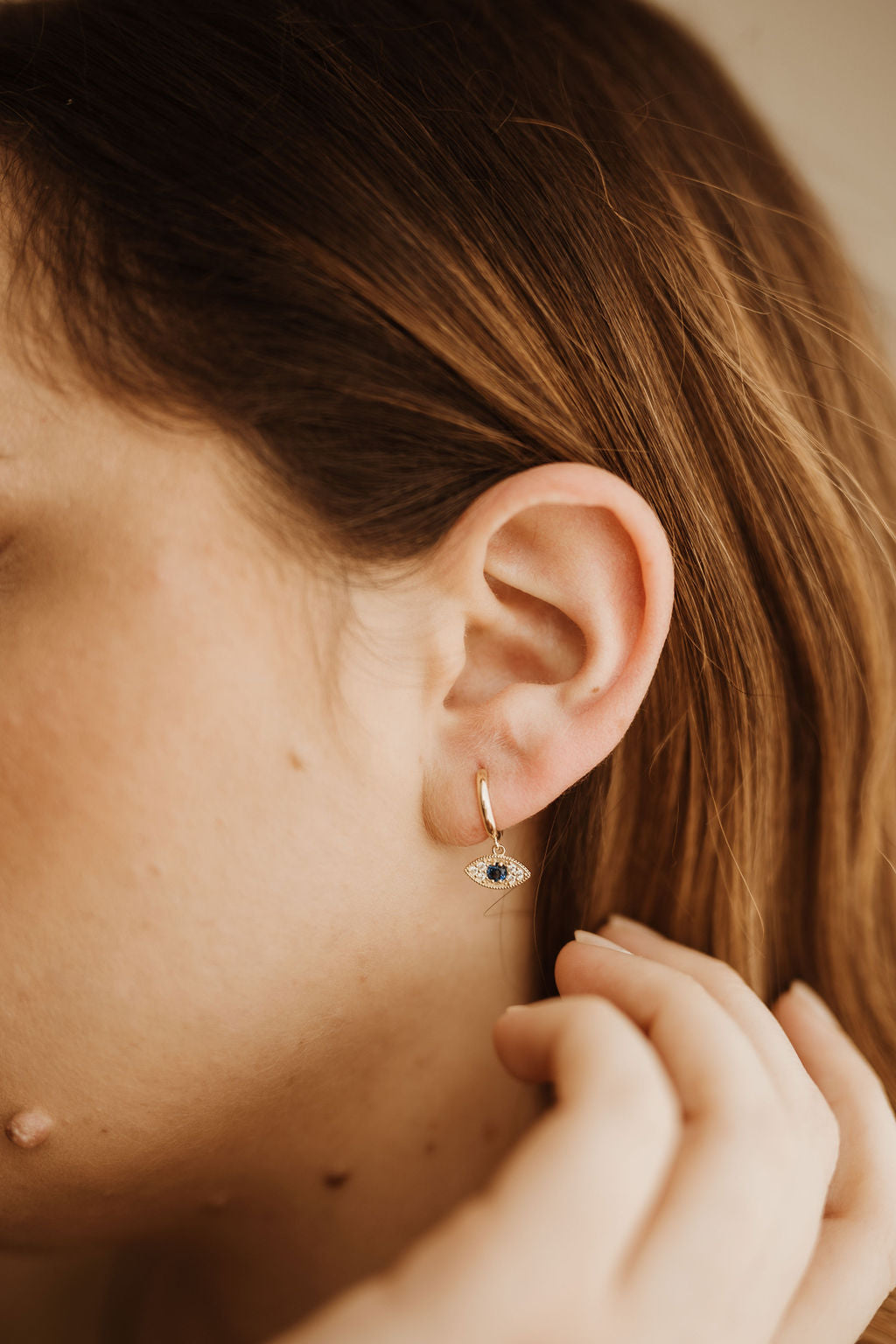 Evil Eye Gold Drop Earring