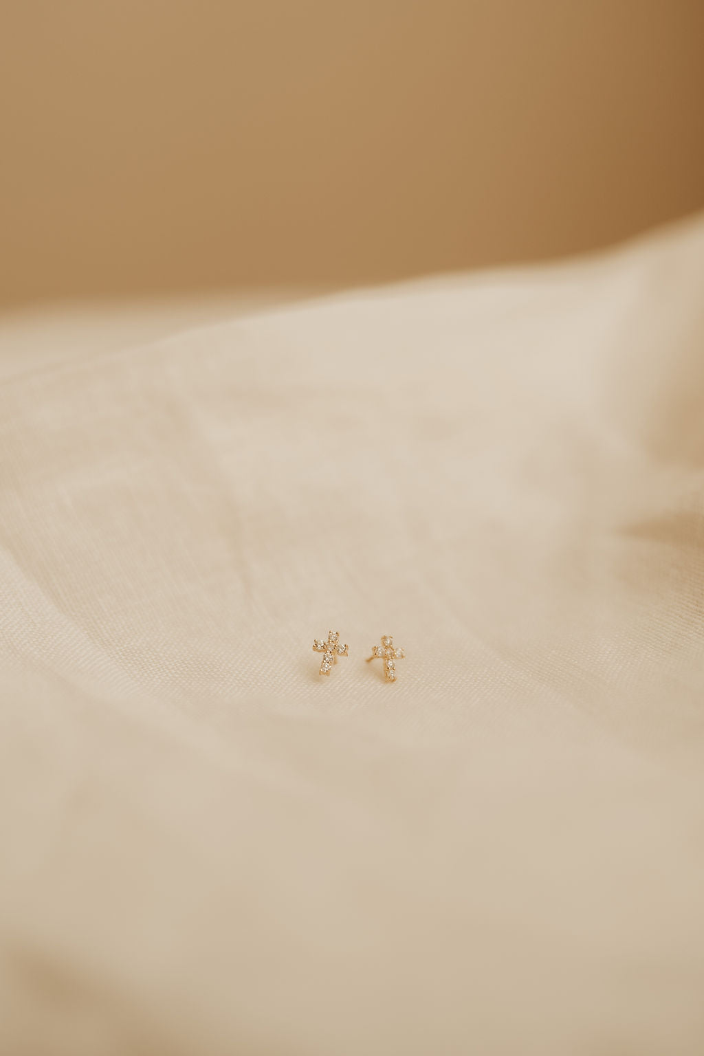 Faith Stone Set Gold Cross Stud