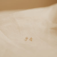 Faith Stone Set Gold Cross Stud