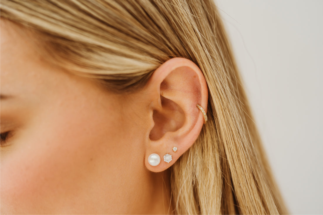 Eva Diamond Set Huggie Earring
