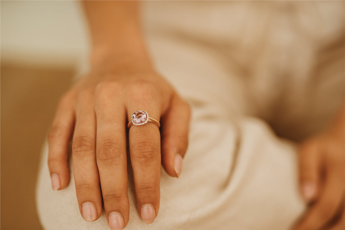 Seville Pink Amethyst + Diamond Rose Gold Ring
