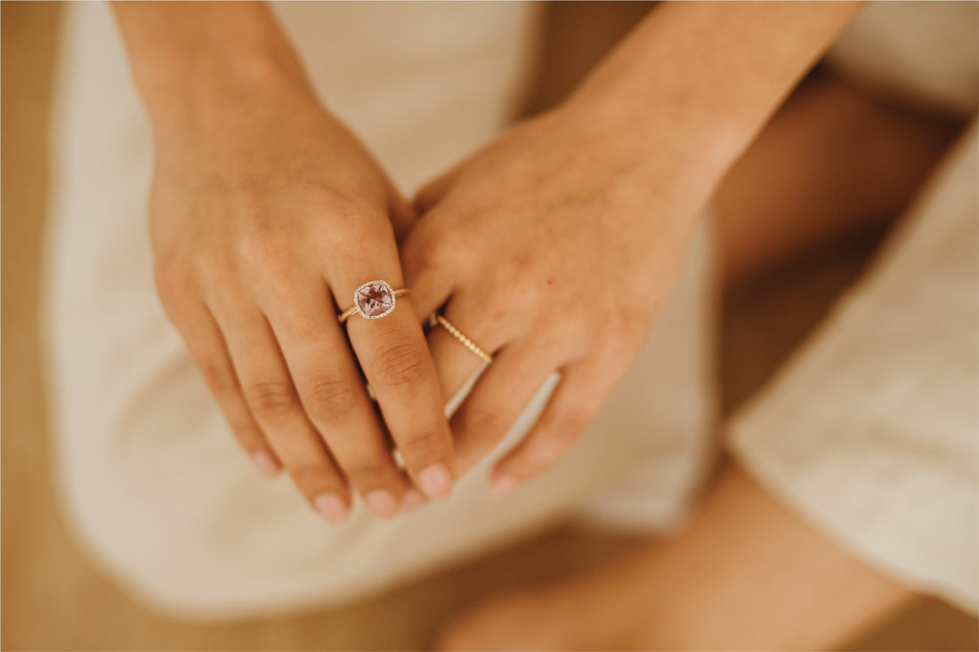 Seville Pink Amethyst + Diamond Rose Gold Ring