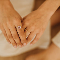 Seville Pink Amethyst + Diamond Rose Gold Ring