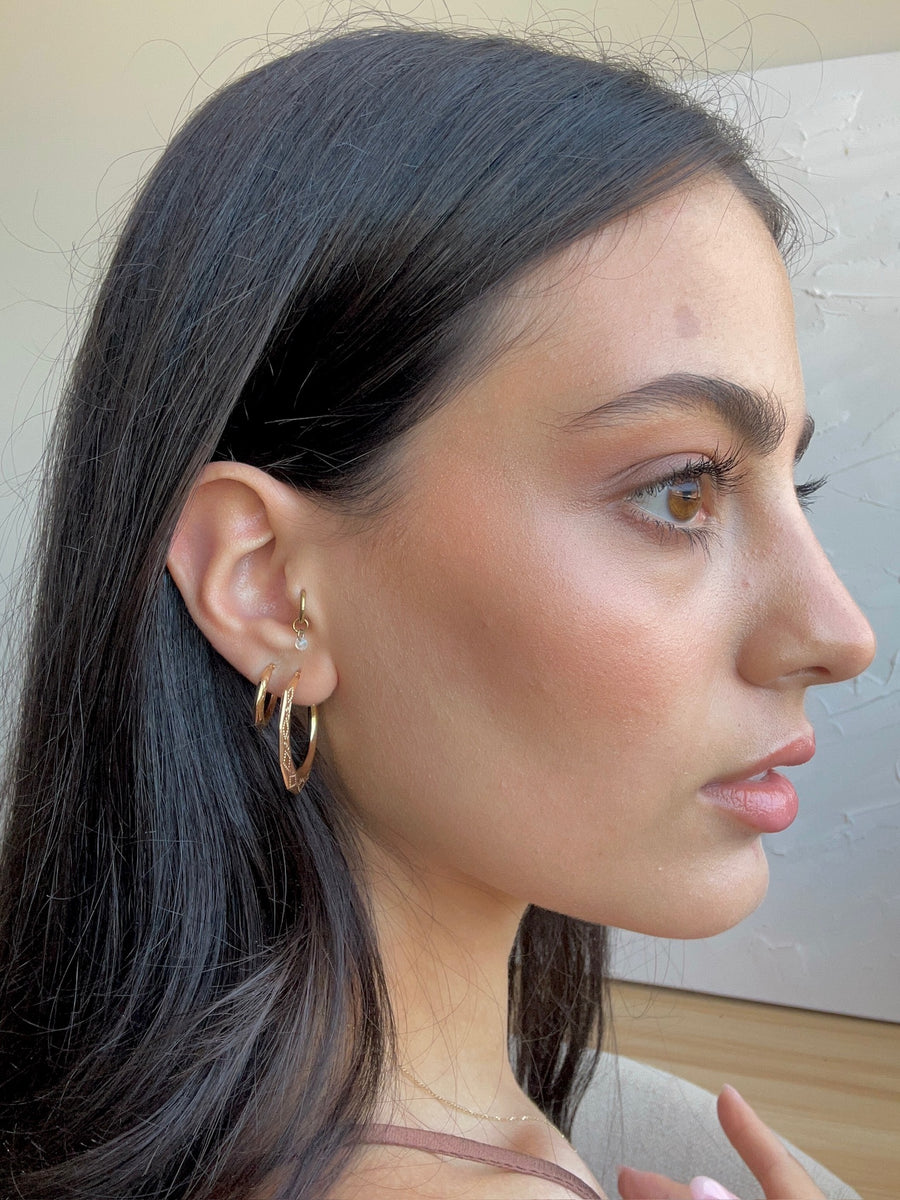 Kahlo Mexican Pattern Gold Hoop Earring