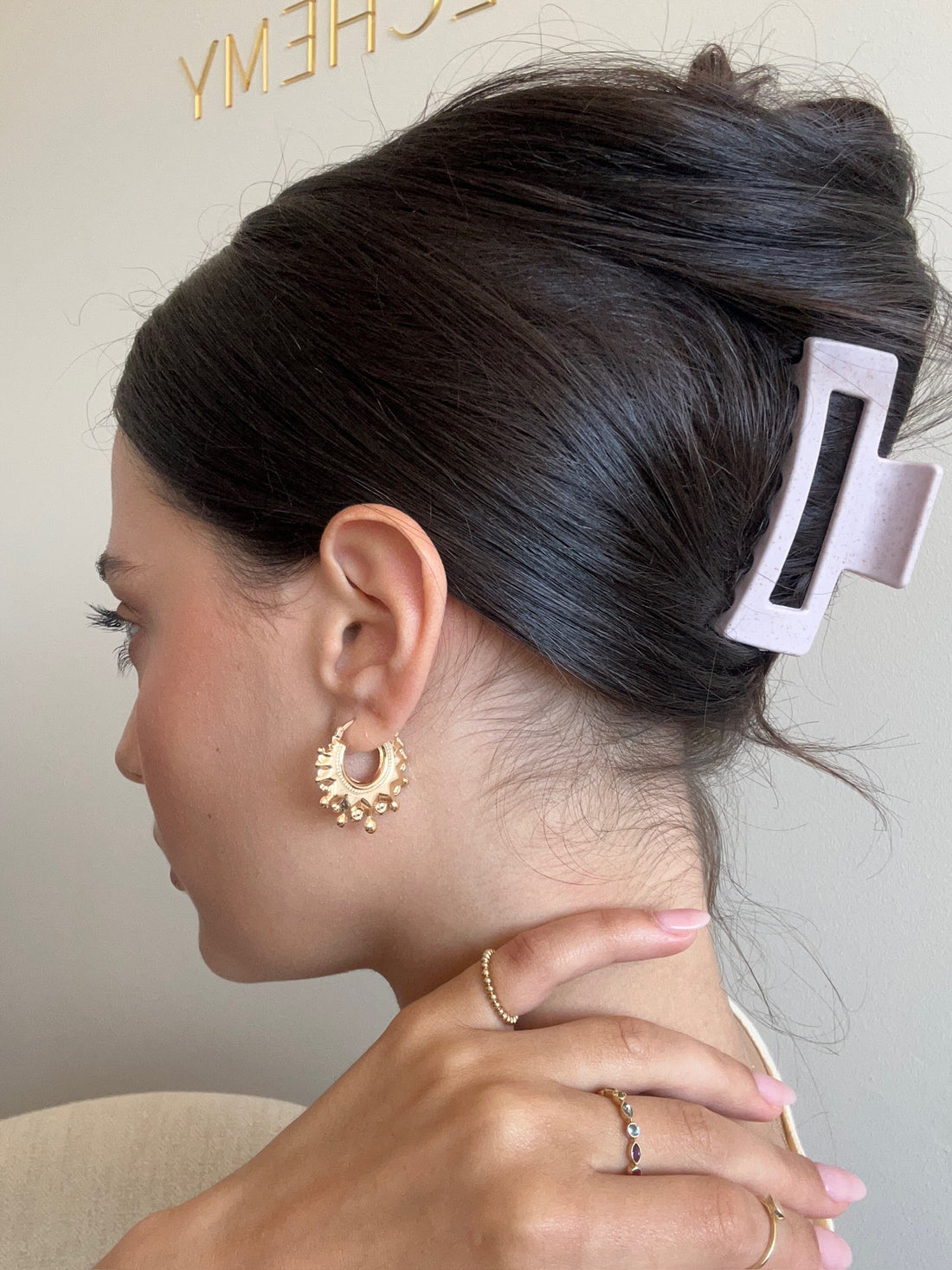 Frida Ornamental Gold Hoop Earrings