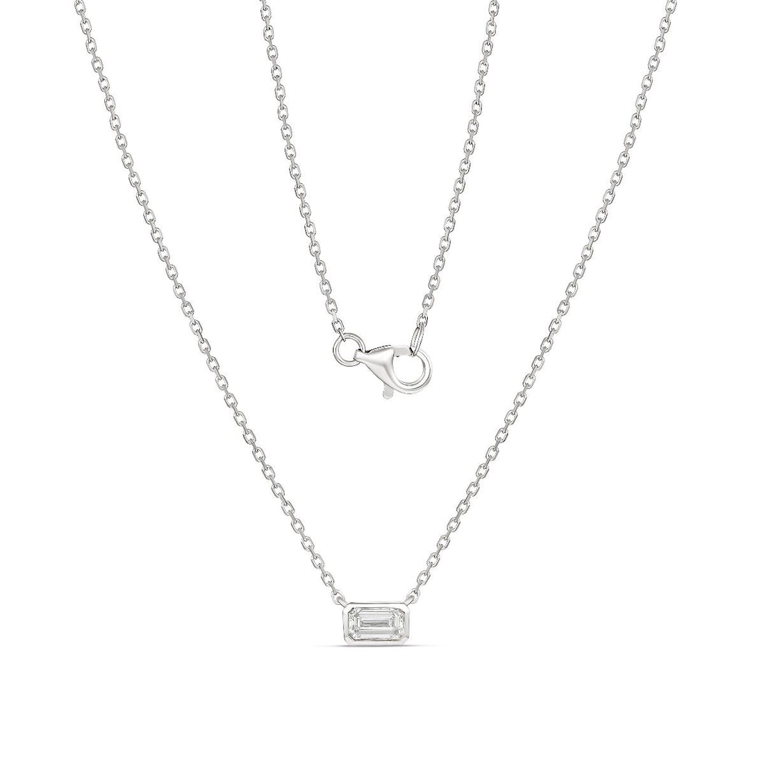 Aria Emerald Cut Bezel Diamond Gold Necklace