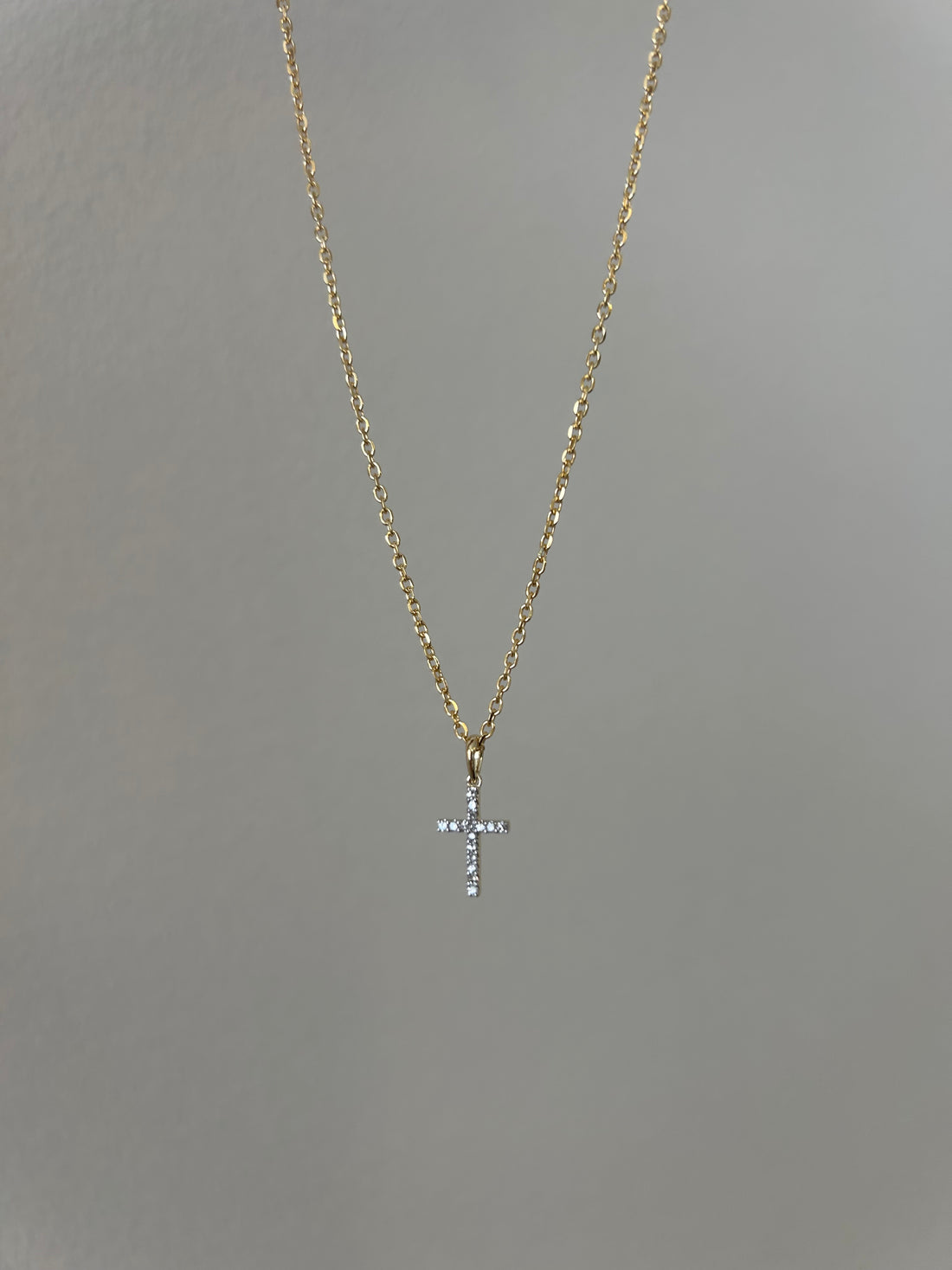 Dion Natural Mined Diamond Petite Gold Cross Pendant