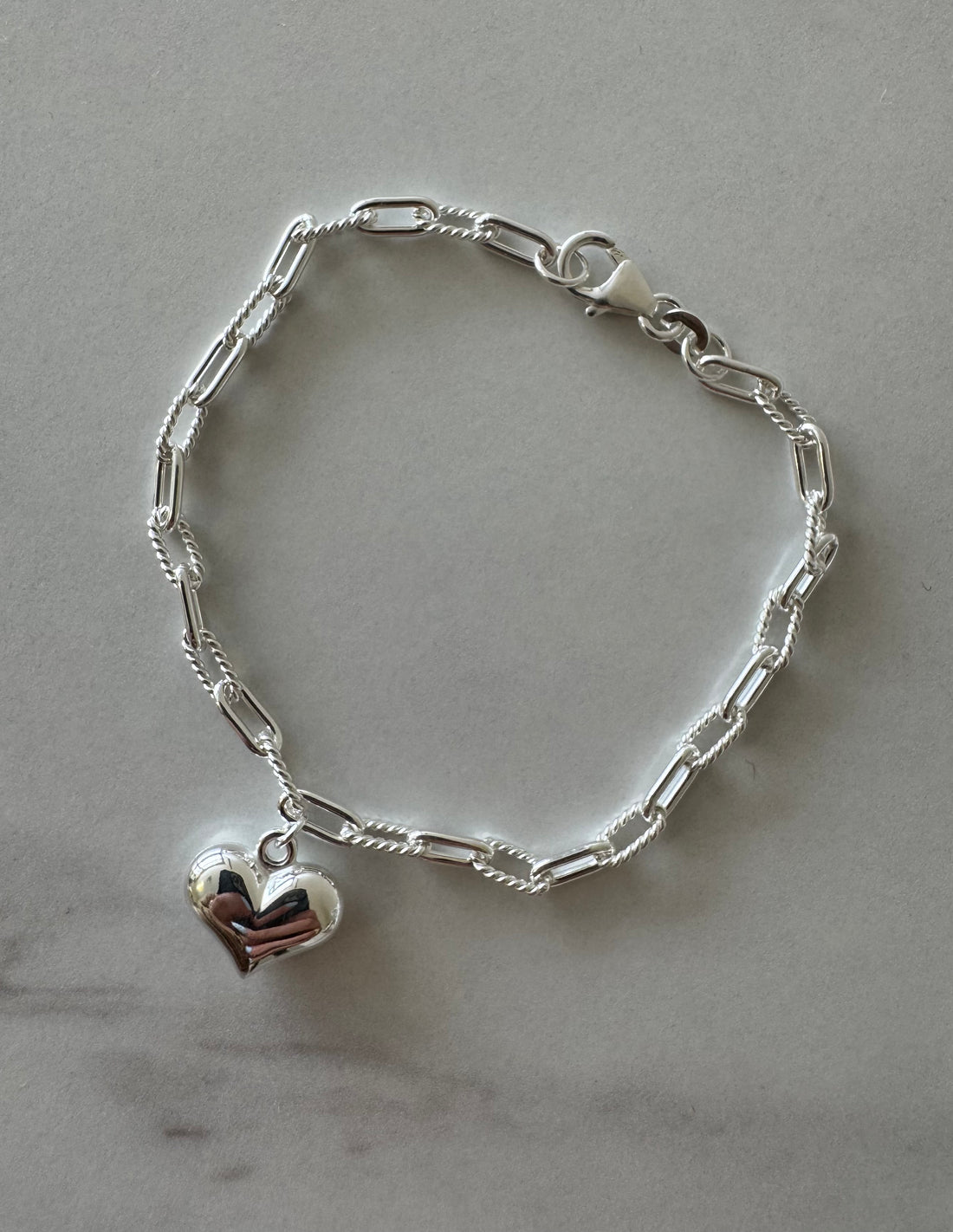 Paperlink Puffy Heart Silver Bracelet