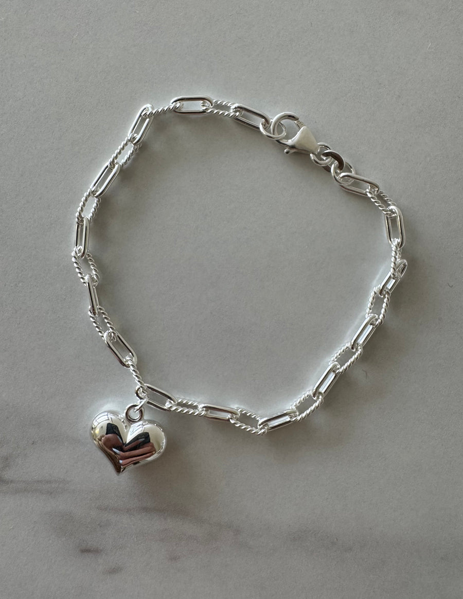 Paperlink Puffy Heart Silver Bracelet