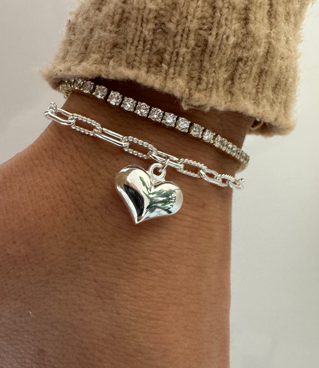 Paperlink Puffy Heart Silver Bracelet