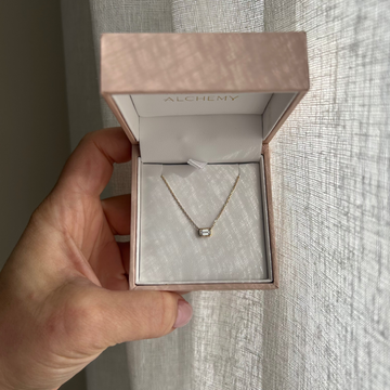 Aria Emerald Cut Bezel Diamond Necklace