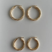 Catalina Pattern Twist Gold Hoop Earrings