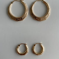 Kahlo Mexican Pattern Gold Hoop Earring