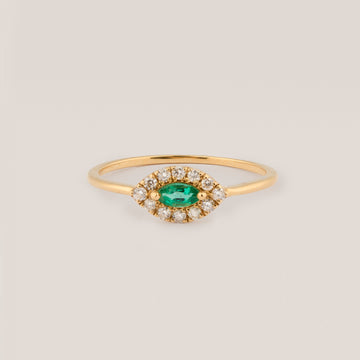 Salus Marquise Emerald and Diamond Eye Ring