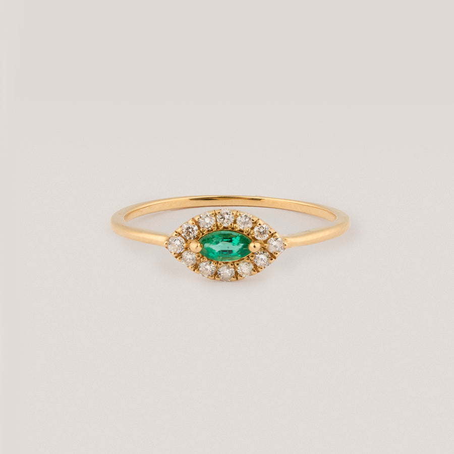 Salus Marquise Emerald and Diamond Eye Ring